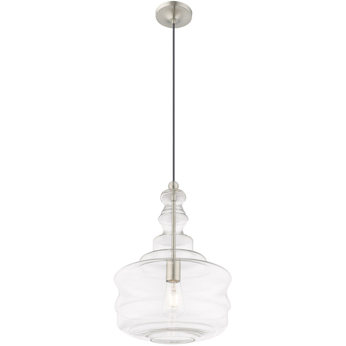 Art Glass 1 Light 13 inch Brushed Nickel Mini Pendant Ceiling Light