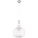 Art Glass 1 Light 13 inch Brushed Nickel Mini Pendant Ceiling Light