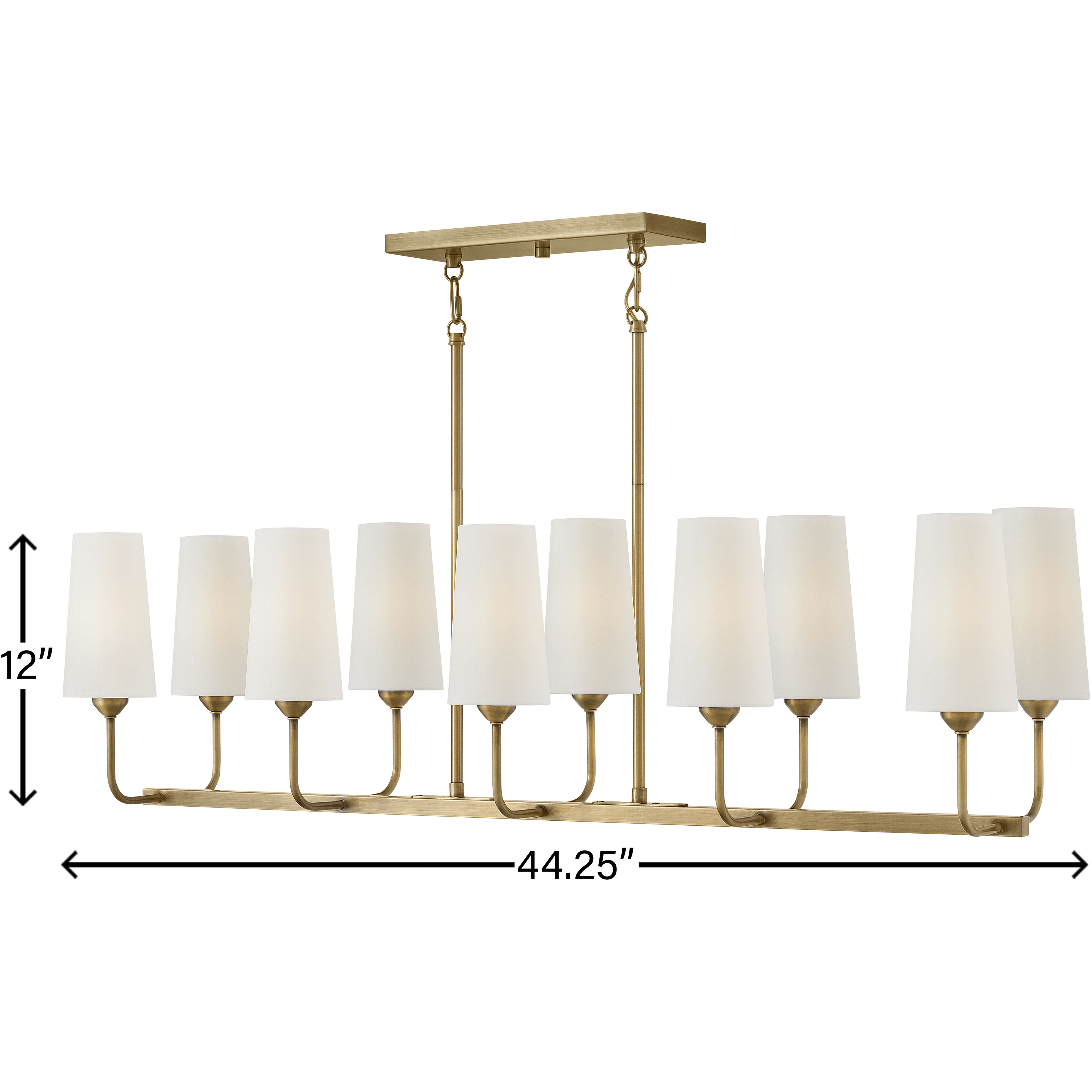 Lewis 44.25 inch Heritage Brass Indoor Linear Chandelier Ceiling Light