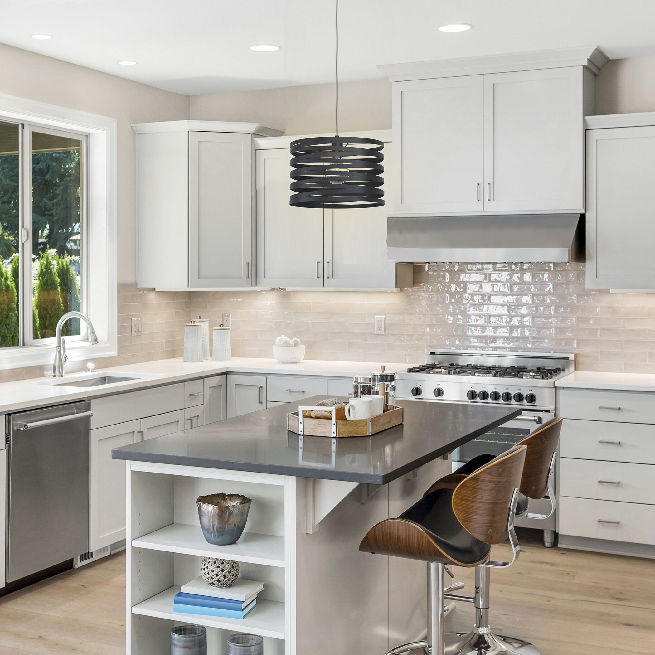 Cremella 1 Light 14.6 inch Black Pendant Ceiling Light