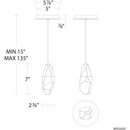 Martini LED 5.88 inch Aged Brass Mini Pendant Ceiling Light in Optic Haze, Beyond