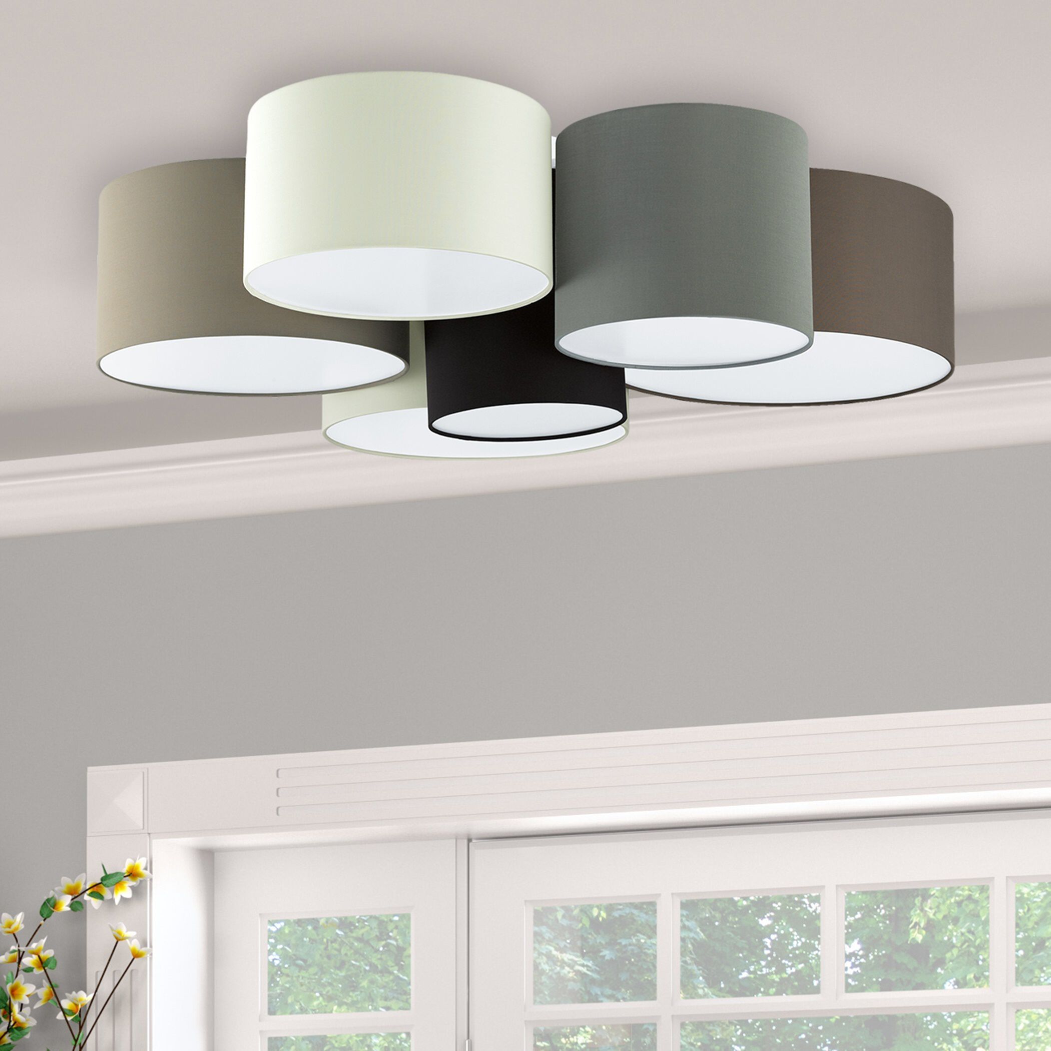 Pastore 6 Light 33.15 inch White and Black and Taupe and Grey and Cappuccino Flush Mount Ceiling Light