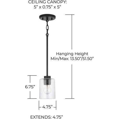 Greyson 1 Light 5 inch Matte Black Pendant Ceiling Light