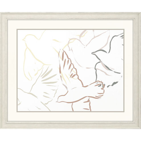 Feather Flight Multi and Brown and White and Yellow Framed Art