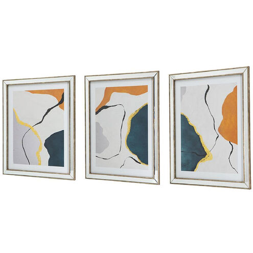 Modern Abstract Blue/Orange Under Glass Wall Art