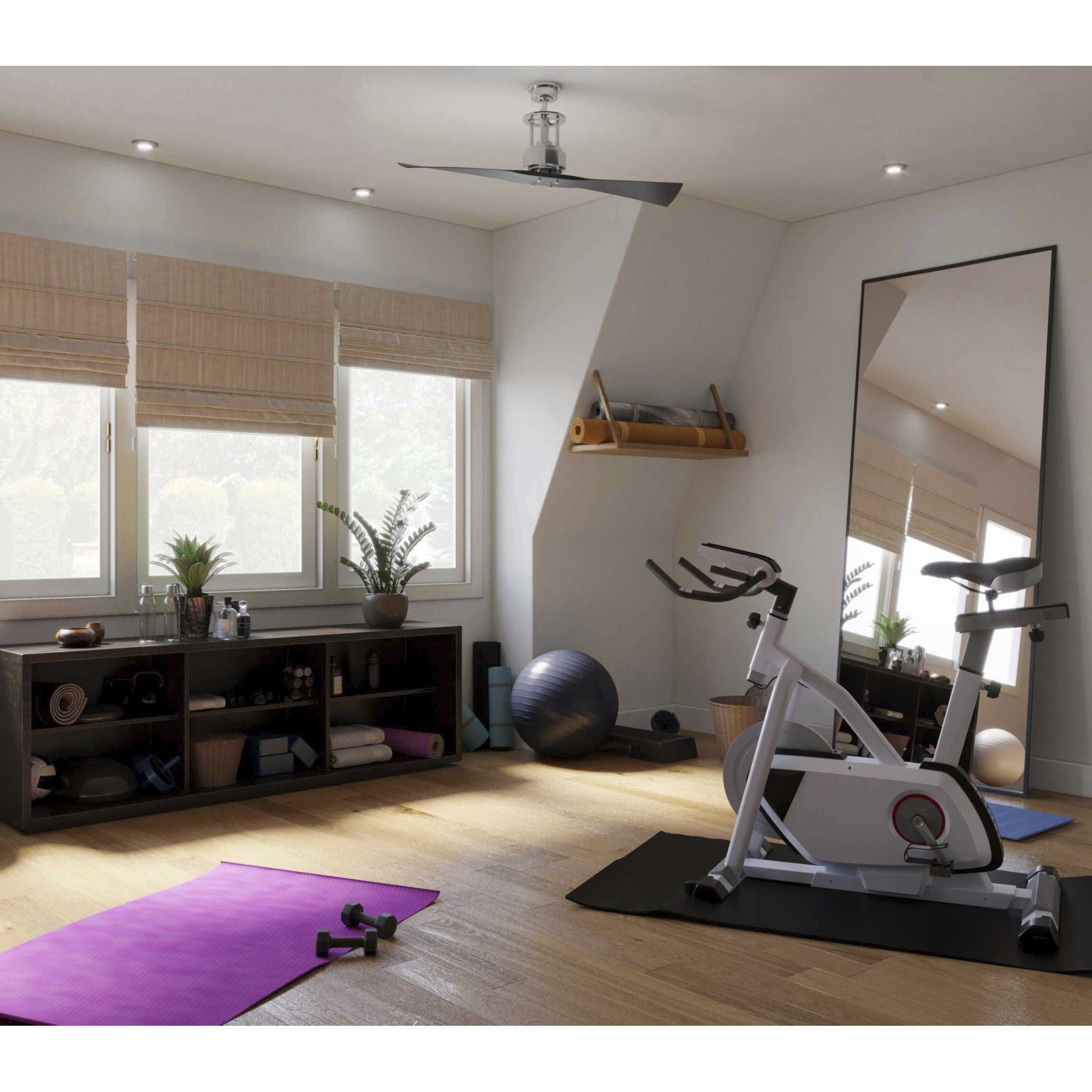 Spafford 56 inch Polished Chrome with Black Blades Ceiling Fan