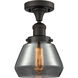 Franklin Restoration Fulton 1 Light 7 inch Oil Rubbed Bronze Semi-Flush Mount Ceiling Light in Plated Smoke Glass, Franklin Restoration