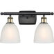 Ballston Castile 2 Light 16 inch Black Antique Brass Bath Vanity Light Wall Light in White Glass, Ballston