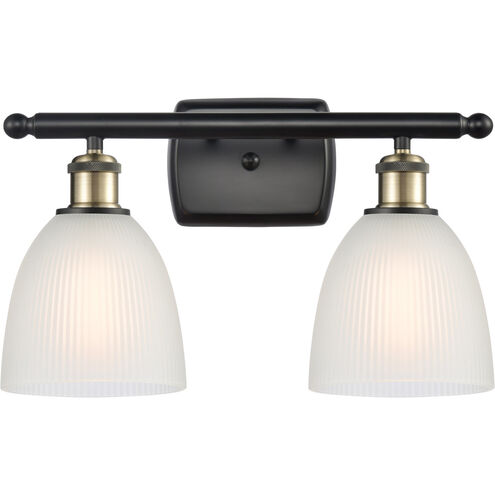 Ballston Castile 2 Light 16 inch Black Antique Brass Bath Vanity Light Wall Light in White Glass, Ballston