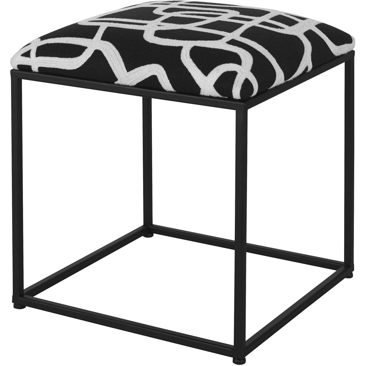 Twists And Turns 19 inch Black and White with Matte Black Accent Stool