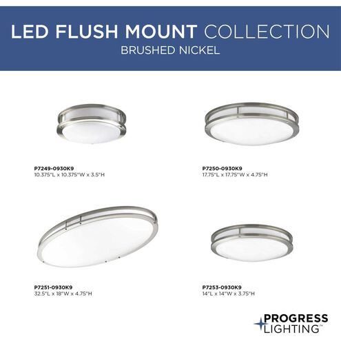 LED CTC COMM LED 17.75 inch Brushed Nickel Flush Mount Ceiling Light, Progress LED