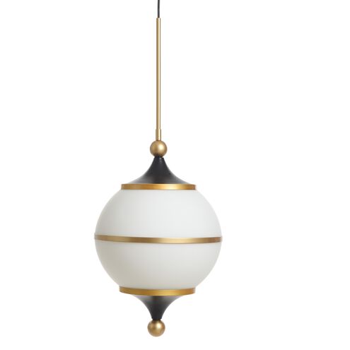 Bendict LED 14 inch Black and Gold and Milk White Pendant Ceiling Light