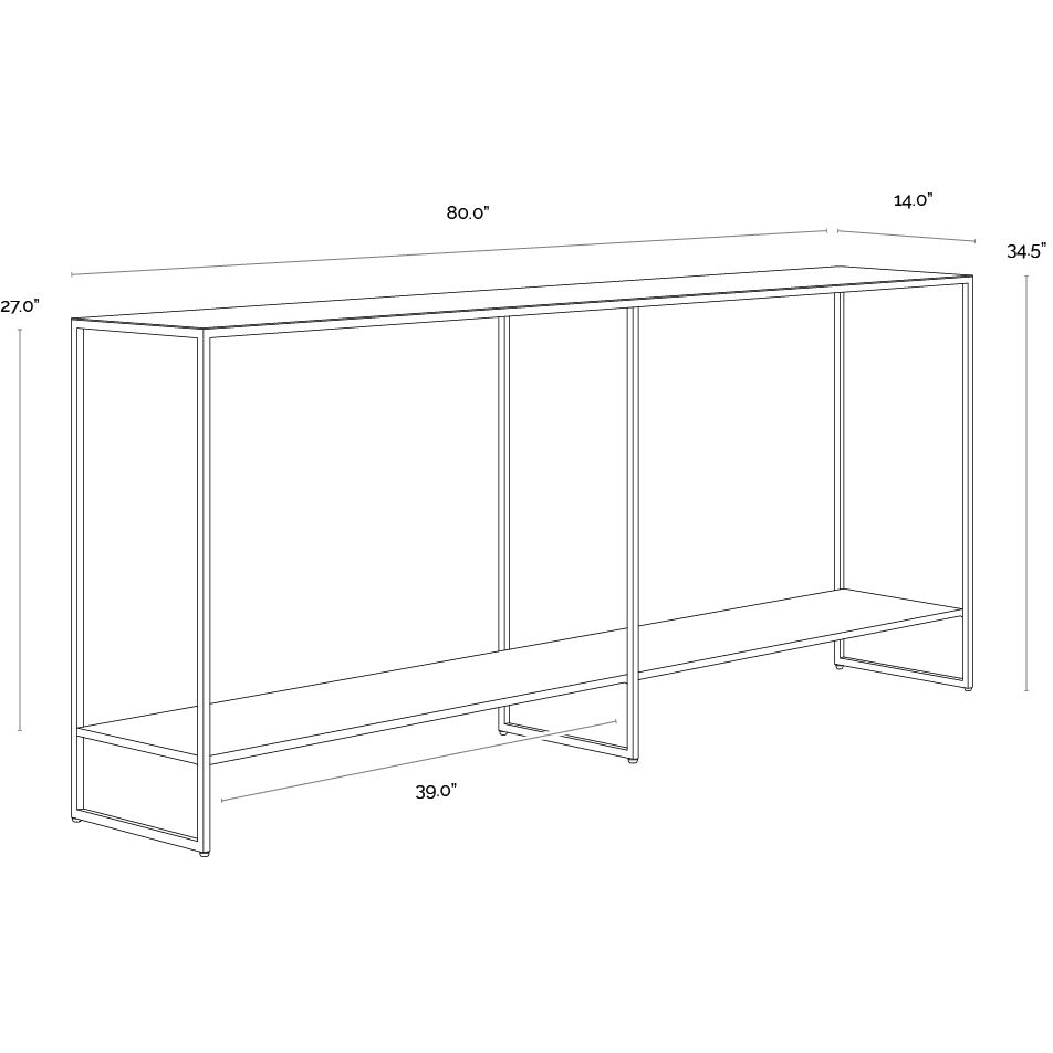 Eiffel 80 X 14 inch Antique Brass Console Table