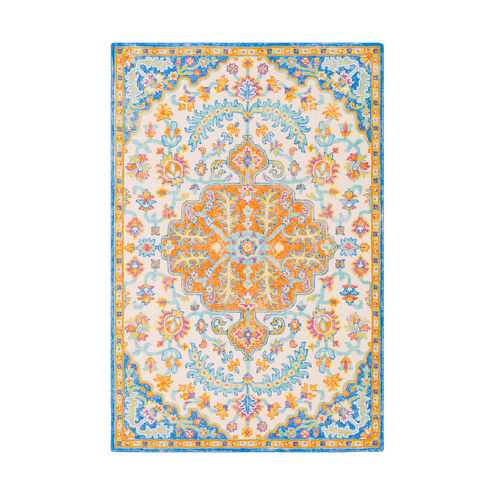 Antigua 120 X 96 inch Bright Blue/Mint/Cream/Saffron/Bright Orange Rugs, Rectangle