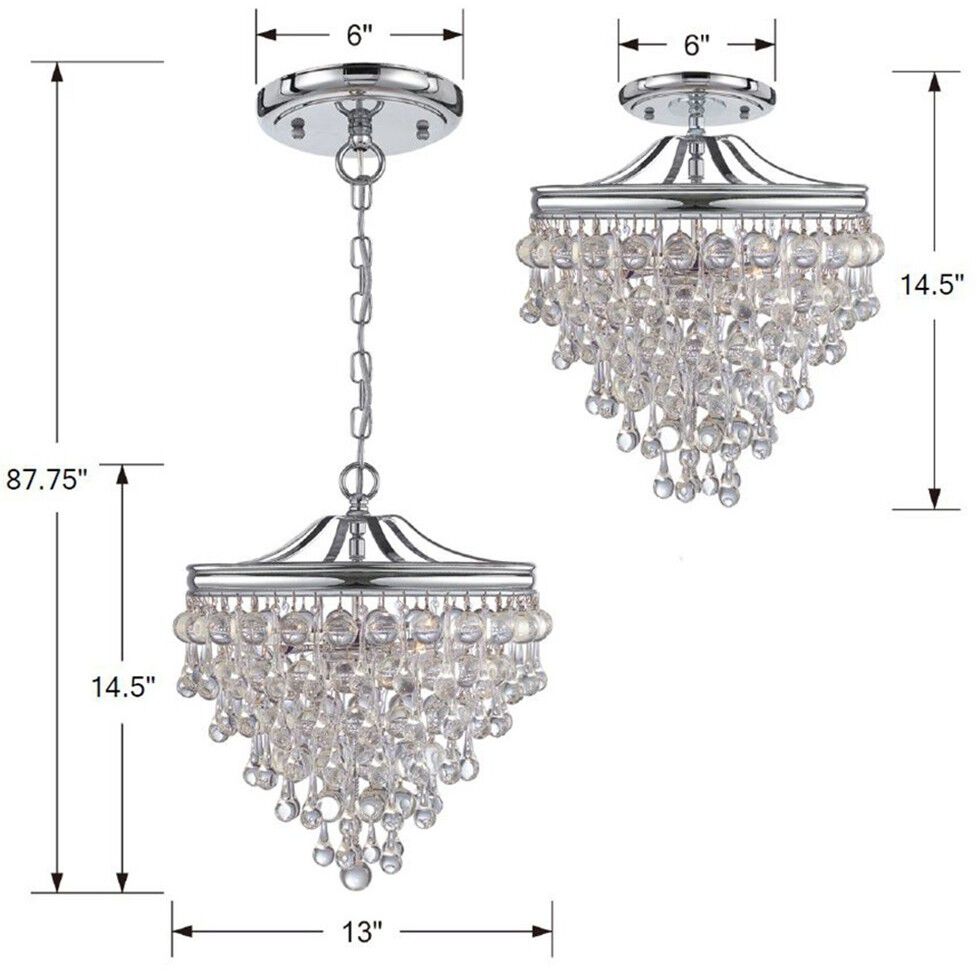 Calypso 3 Light 13 inch Polished Chrome Semi Flush Ceiling Light