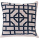 Chinese Gate 18 X 18 inch Navy / Charcoal / Light Beige Accent Pillow
