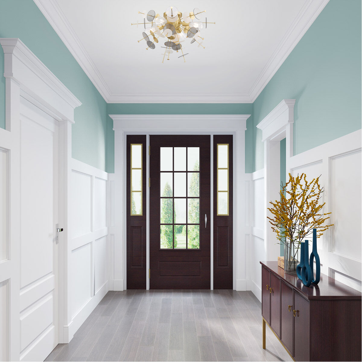 Circulo 4 Light 24 inch Satin Brass Flush Mount Ceiling Light