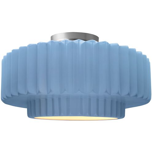 Radiance LED 14.5 inch Sky Blue and Brushed Nickel Semi Flush Ceiling Light