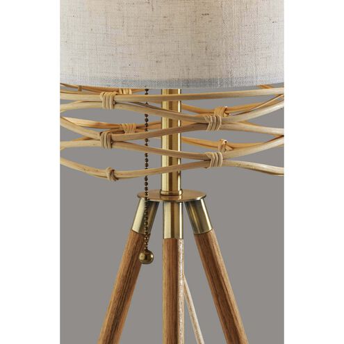 Melanie 25 inch 40.00 watt Natural Wood Veneer / Antique Brass Accents Table Lamp Portable Light