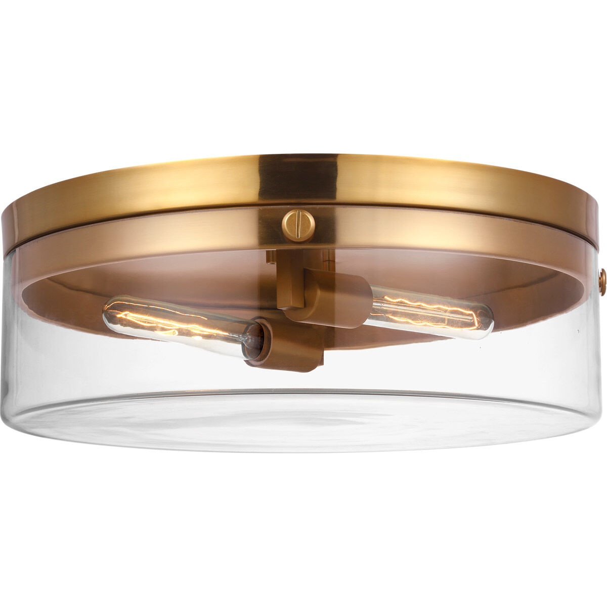 C&M by Chapman & Myers Garrett 2 Light 18.38 inch Burnished Brass Flush Mount Ceiling Light