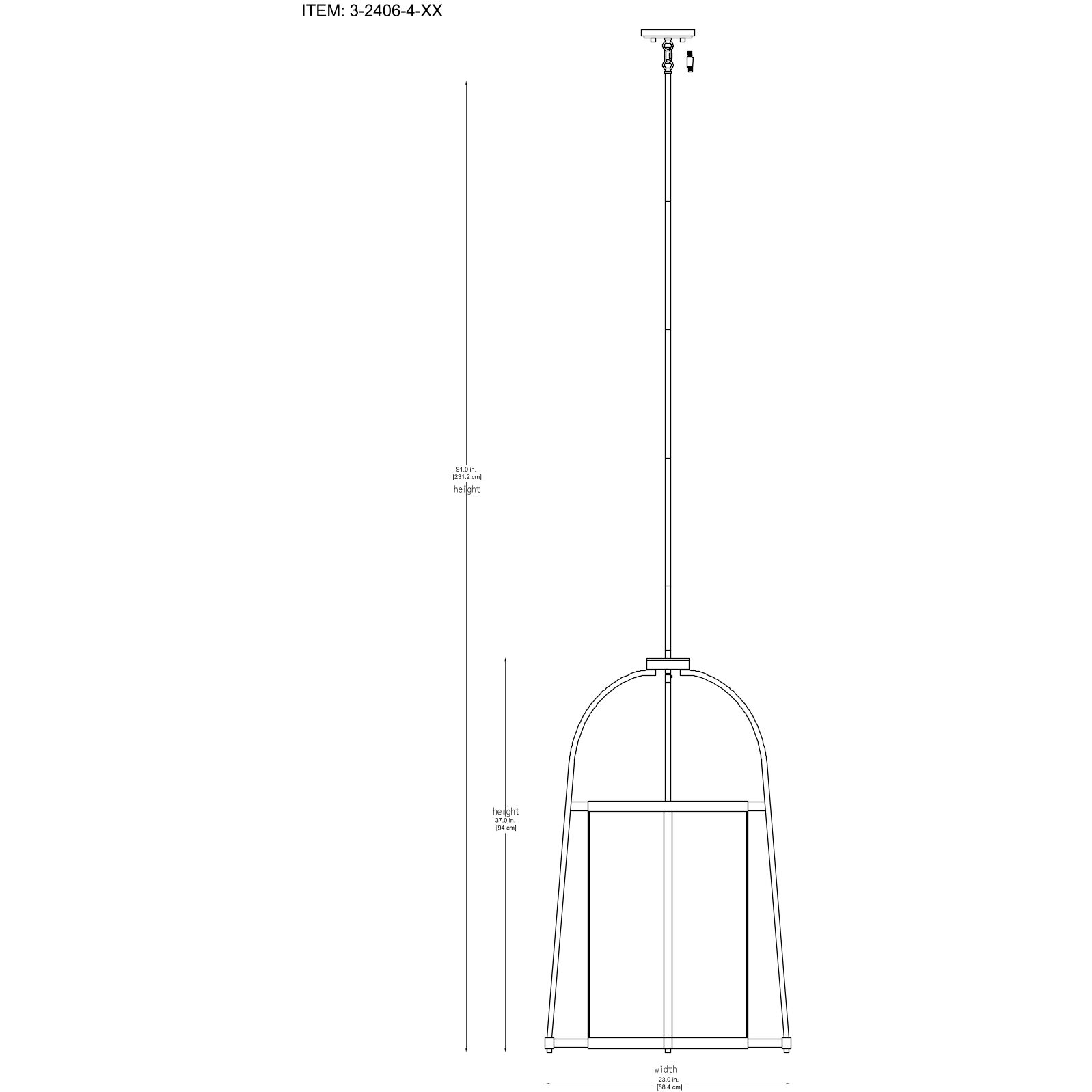 Rosedale 4 Light 23 inch Matte Black Pendant Ceiling Light