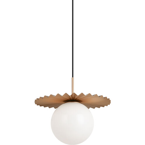 Modern Ruff 1 Light 15 inch Matte Gold Pendant Ceiling Light in Matte Gold and Opal Glass