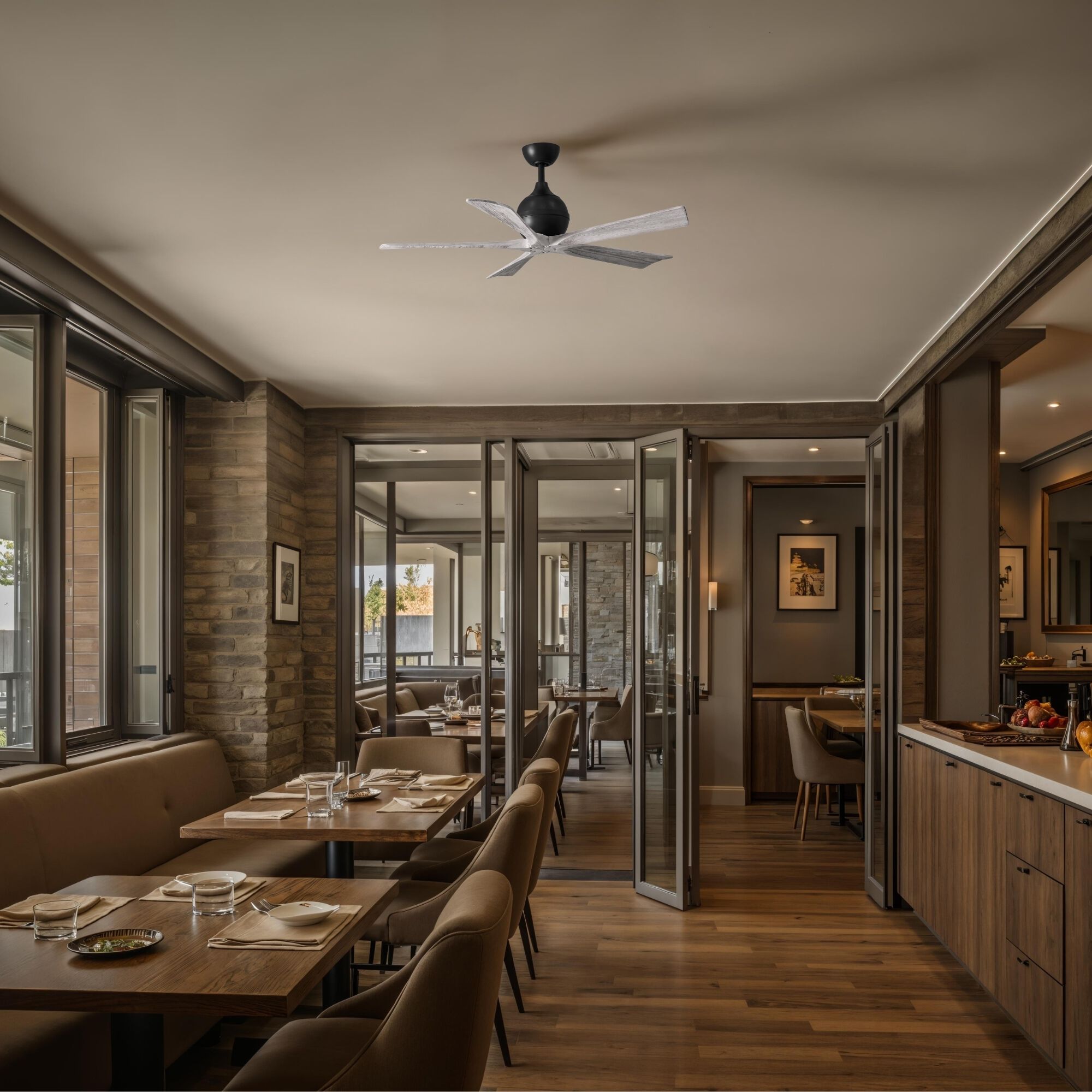 Atlas Irene-5 52 inch Matte Black with Barn Wood Tone Blades Paddle Fan, Paddle Fan