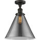 Franklin Restoration X-Large Cone LED 12 inch Oil Rubbed Bronze Semi-Flush Mount Ceiling Light in Plated Smoke Glass, Franklin Restoration