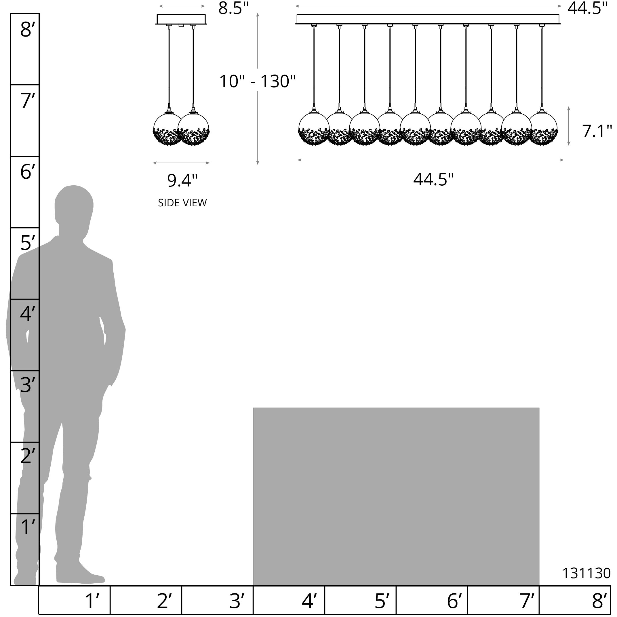 Fritz 10 Light 9.4 inch Modern Brass Pendant Ceiling Light