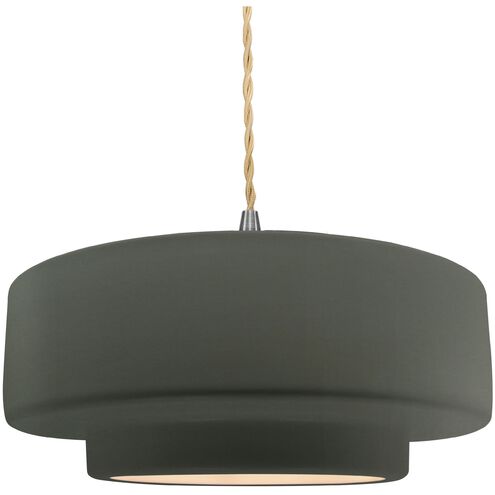 Radiance LED 14.5 inch Pewter Green and Brushed Nickel Pendant Ceiling Light