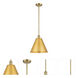 Ballston Cone 1 Light 12 inch Satin Gold Pendant Ceiling Light