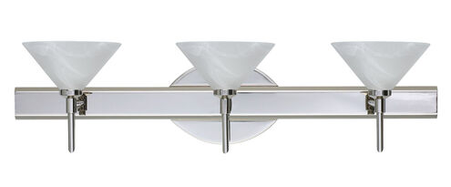 Kona 3 Light 23 inch Chrome Vanity Lighting Wall Light in Halogen, Marble Glass
