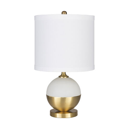 Barre 23 inch 100 watt White and Brass Table Lamp Portable Light