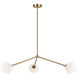 Novo 3 Light 33.75 inch Aged Gold Brass Pendant Ceiling Light in Aged Gold Brass and Opal Glass