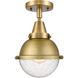 Franklin Restoration Hampden LED 7.25 inch Brushed Brass Flush Mount Ceiling Light in Seedy Glass
