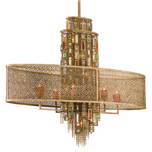 Riviera 11 Light 45 inch Riviera Bronze with Silver Leaf Island Light Ceiling Light
