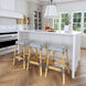 Robias Rectangular Rattan 30" Bar Stool in White and Navy Stripe