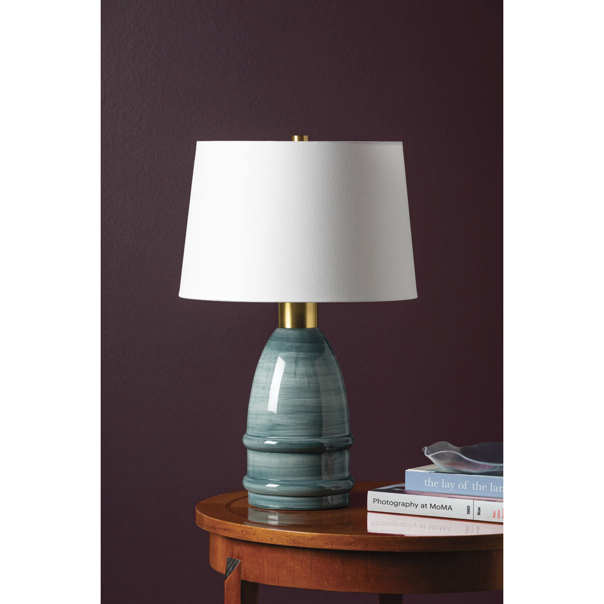 Tenley 26 inch 15.00 watt Aged Brass/Ceramic Inchyra Blue Table Lamp Portable Light