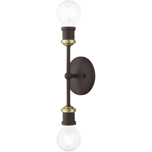 Lansdale 2 Light 5 inch Bronze with Antique Brass Accents Vanity Sconce Wall Light