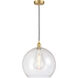 Edison Athens LED 13.75 inch Satin Gold Pendant Ceiling Light in Seedy Glass