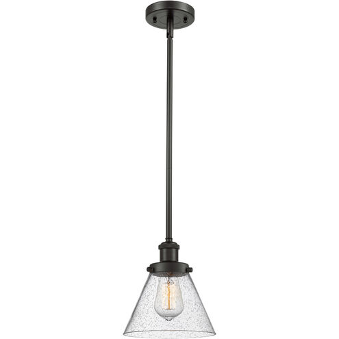 Ballston Large Cone 1 Light 8 inch Oil Rubbed Bronze Pendant Ceiling Light in Seedy Glass, Ballston