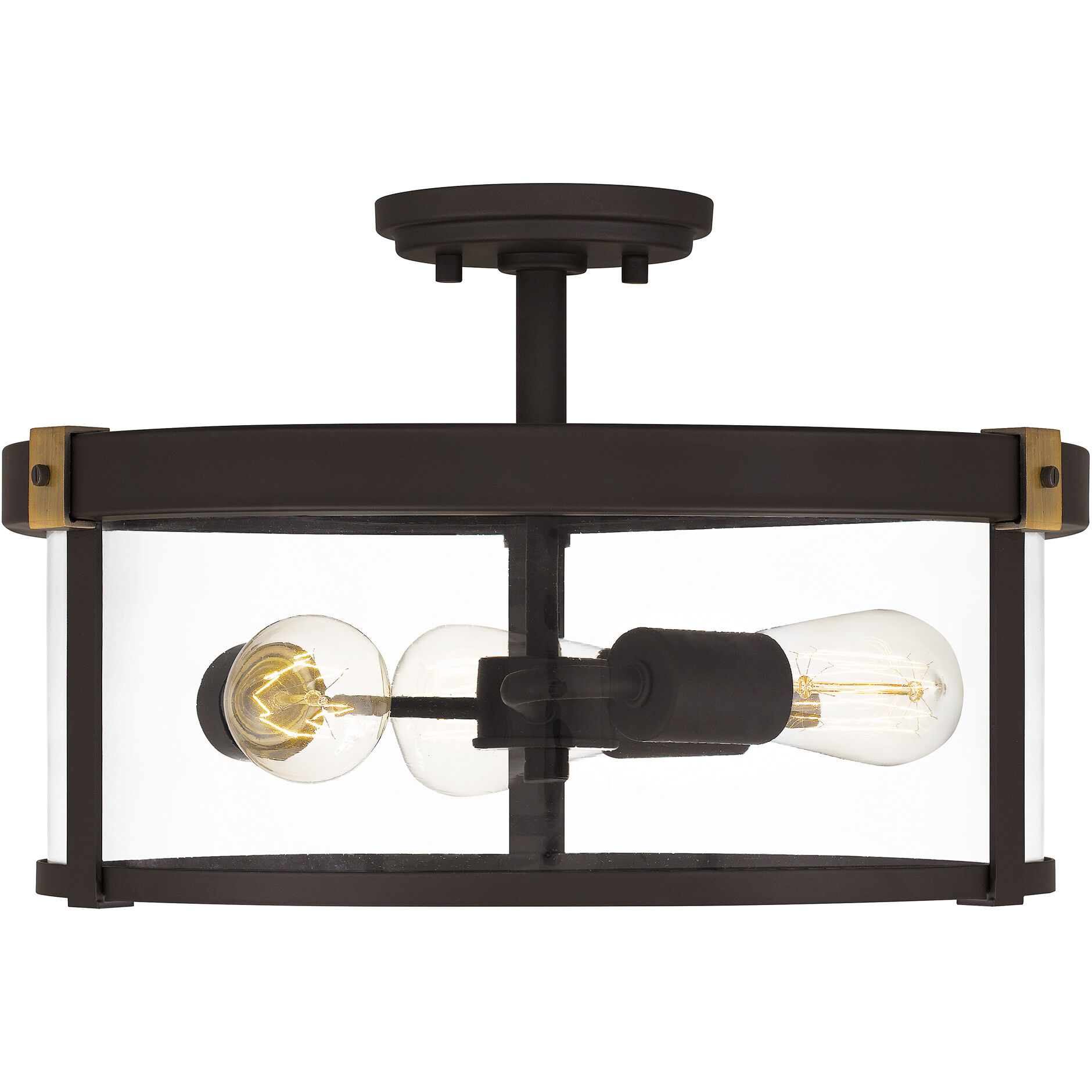 Lisbon 3 Light 16.75 inch Old Bronze Semi-Flush Mount Ceiling Light