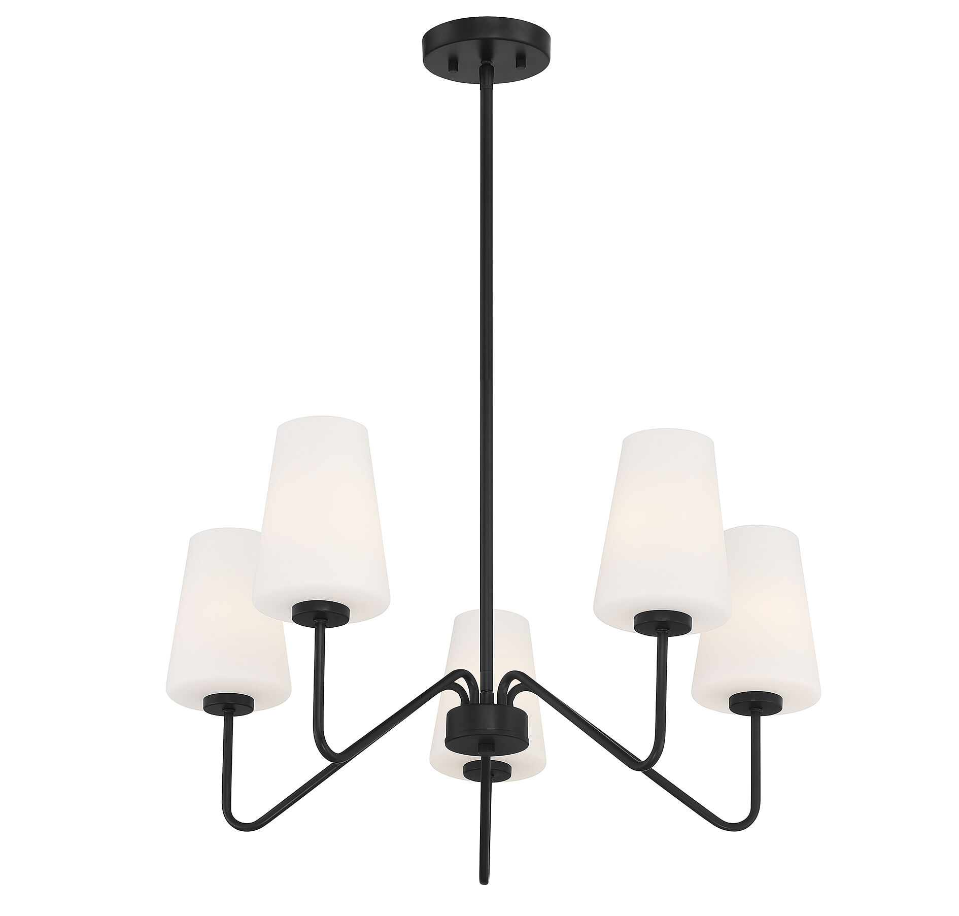 Mid-Century 5 Light 25.75 inch Matte Black Chandelier Ceiling Light