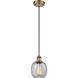 Ballston Belfast LED 6 inch Brushed Brass Mini Pendant Ceiling Light in Seedy Glass, Ballston