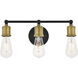 Serif 3 Light 15 inch Brass and Black Wall Sconce Wall Light