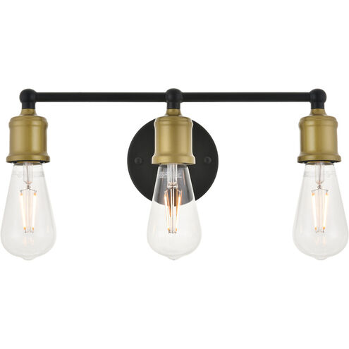 Serif 3 Light 15 inch Brass and Black Wall Sconce Wall Light