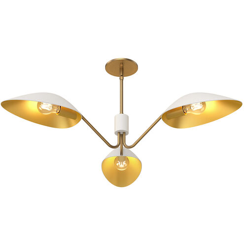 Oscar 3 Light 35.63 inch Aged Gold Pendant Ceiling Light in White and Aged Gold
