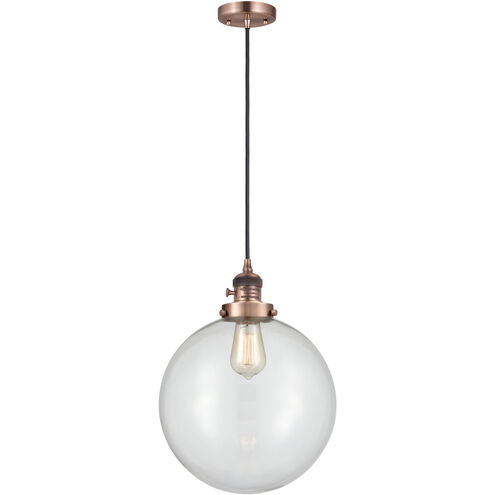 Franklin Restoration Beacon LED 12 inch Antique Copper Mini Pendant Ceiling Light in Clear