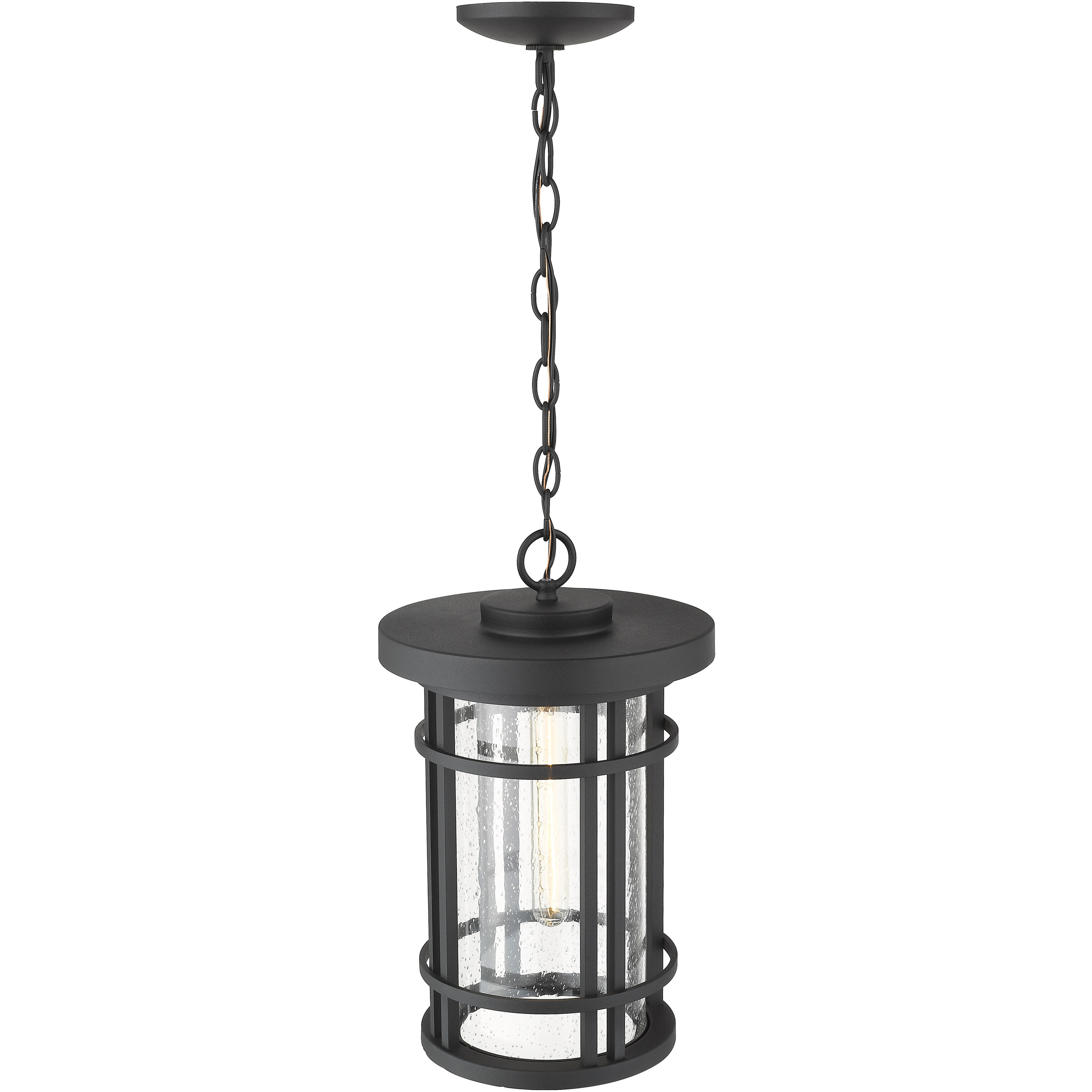 Jordan 1 Light 10 inch Black Outdoor Chain Mount Ceiling Fixture
