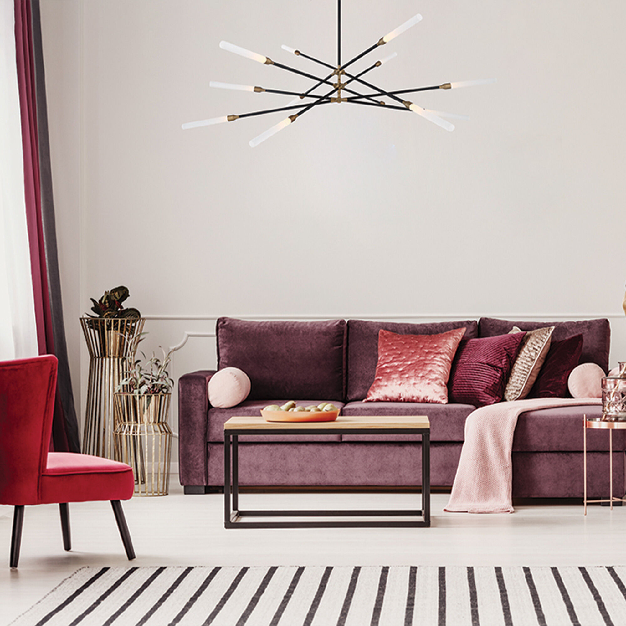 Houdini LED 46.69 inch Black Aged Brass Pendant Ceiling Light, dweLED